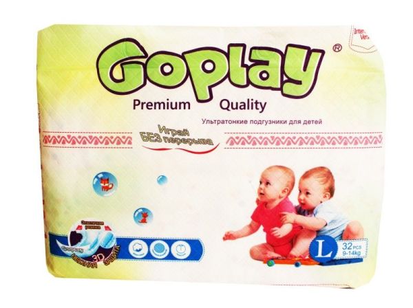 Подгузники GoPlay Premium Quality Ультротонкиe L 9-14кг №32 фотография